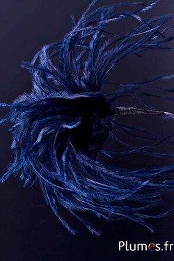 Plumet autruche avec anneau - ht 15 cm - noir-bleu nuit